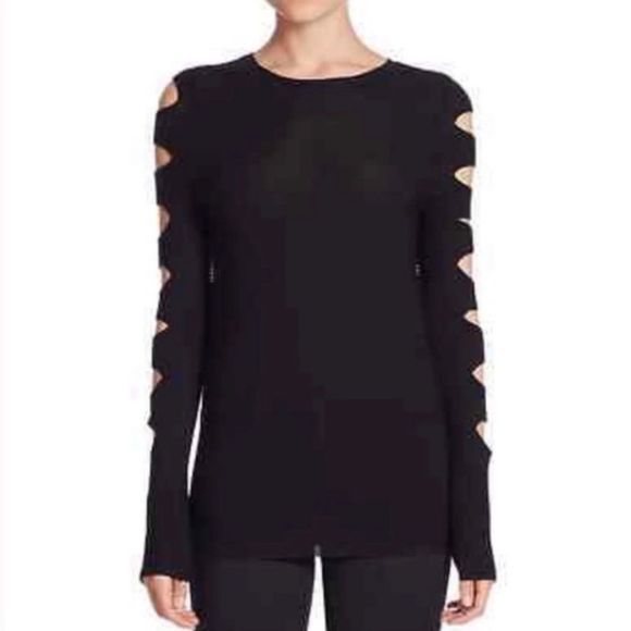 Skull Cashmere Sweaters - SKULL CASHMERE BY 360 CASHMERE 100% Cashmere Cutout Sweater. Black. Size XS
